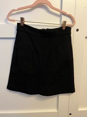 Maeve Black Mini A-Line Skirt with Front Pockets